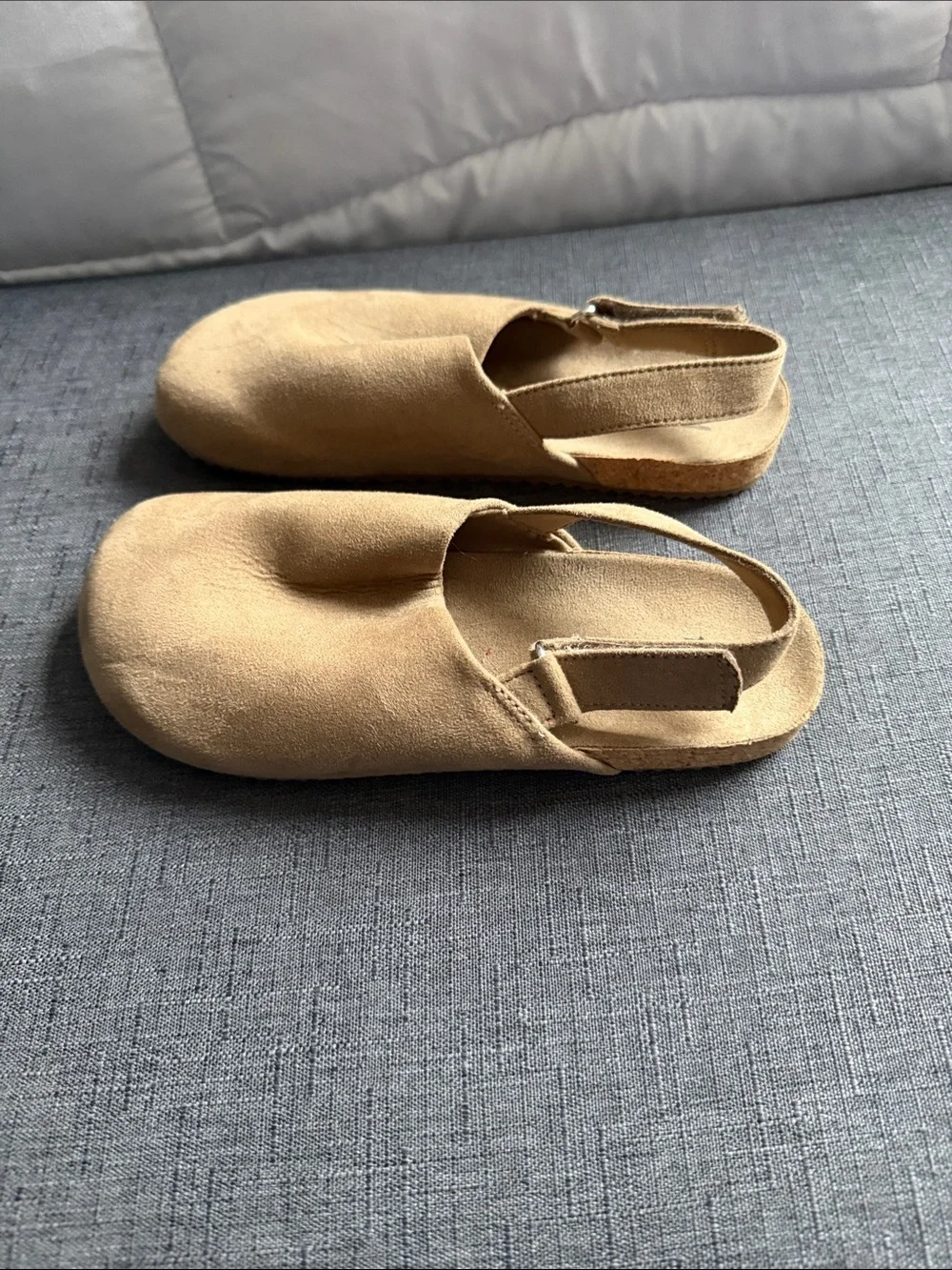 H&M Tan Suede Slingback Clog Mules